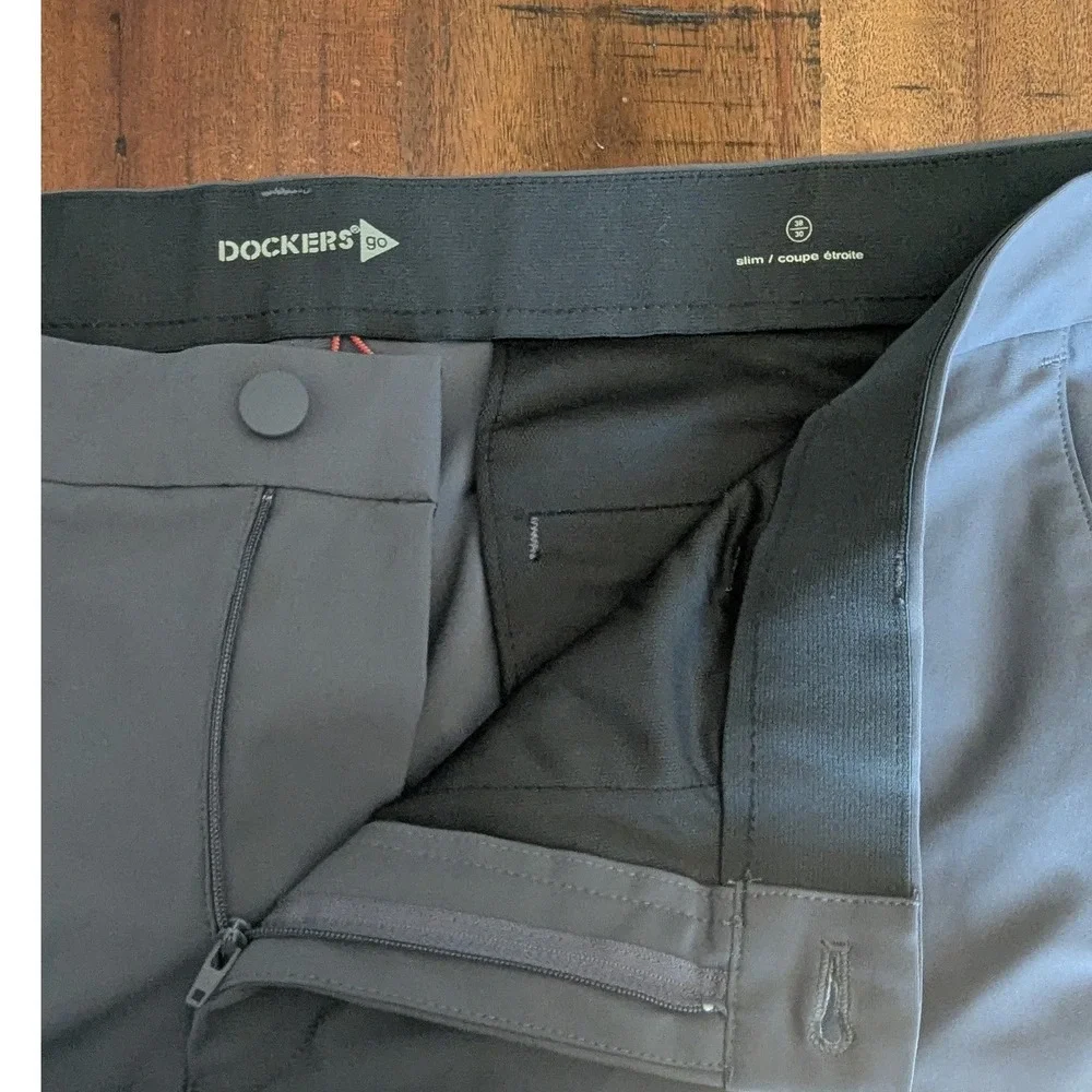 Dockers Go Pants Gray Slim Fit Performance Chino Mens 38x30 Minimalist Modern